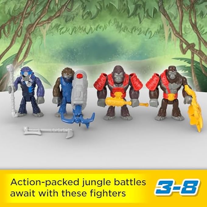 IMAGINEXT HML57 - IMAGINEXT ARMY TOY FIGURE SET, BOSS LEVEL ARMY PACK, 9 PIECES, GORILLA AGAINST MONKEY, WITH ACCESSORIES FOR ROLE PLAY IN PRESCHOOL AGE 3 YEARS AND UP - Image 2